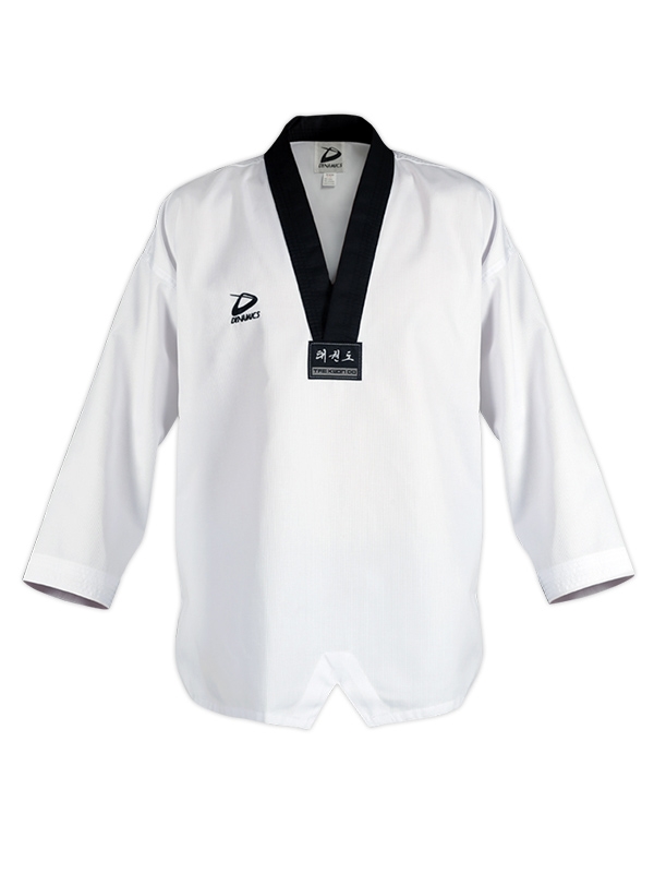 Taekwondo Wrap Open Uniform Black Top Dobok Suits Stripe TKD Hapkido Martial Art 